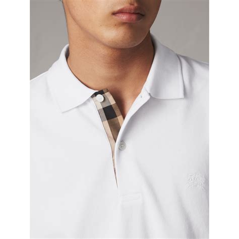 burberry check placket cotton polo shirt|check cotton poplin shirt.